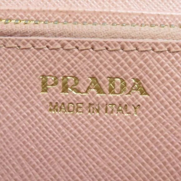 PRADA Saffiano Ribbon Bifold Long Wallet Light Pink/Gold Leather - Picture 7 of 10